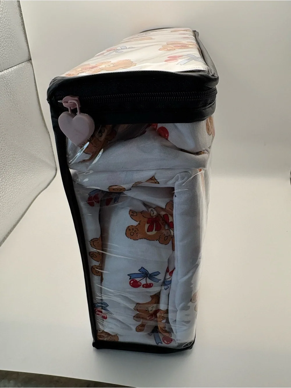 Betsey Johnson 6 Piece White Teddy Bear & Red Cherry Queen Sheet Set
